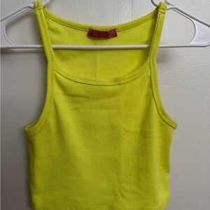 Highlighter yellow cropped tank top